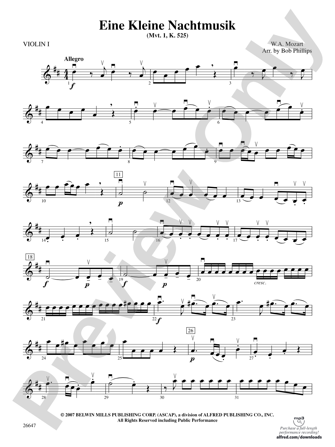 Eine Kleine Nachtmusik: 1st Violin