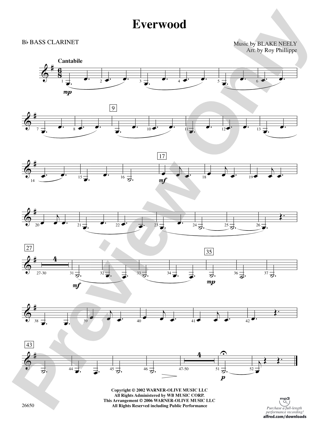Everwood, Theme from: B-flat Bass Clarinet
