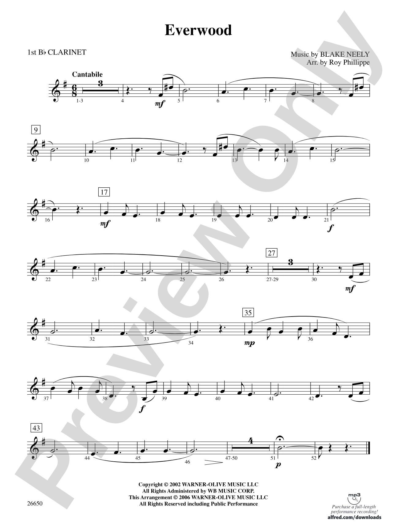 Everwood, Theme from: 1st B-flat Clarinet