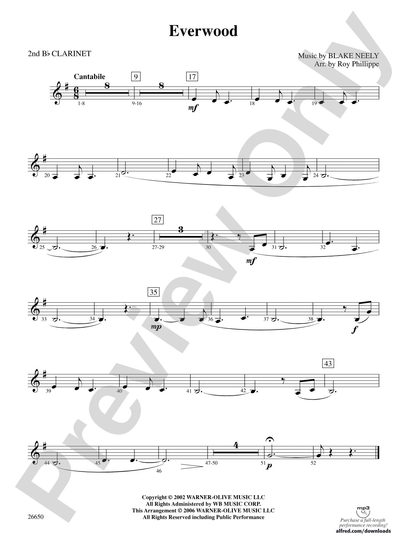 Everwood, Theme from: 2nd B-flat Clarinet