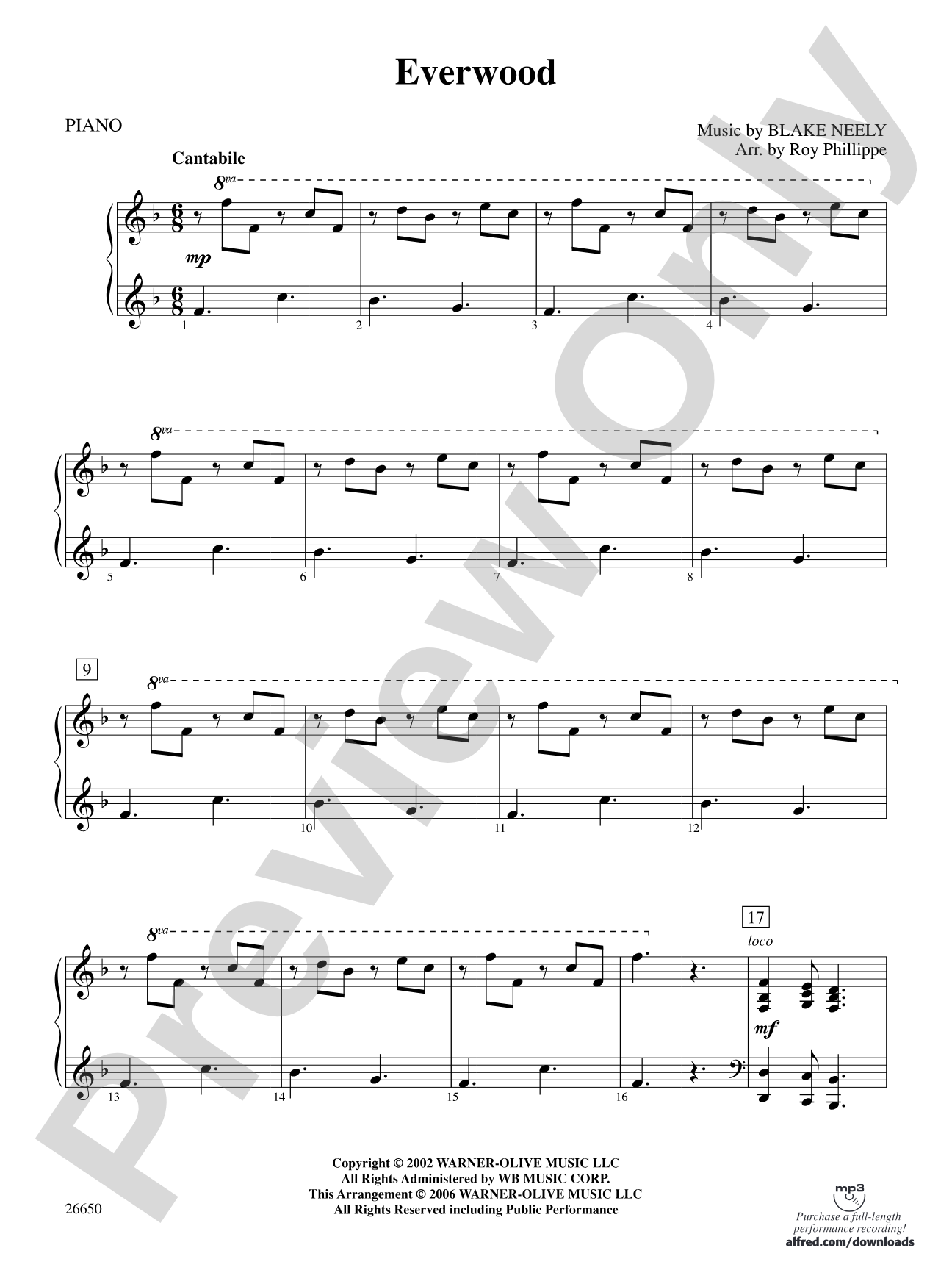 Everwood, Theme from: Piano Accompaniment