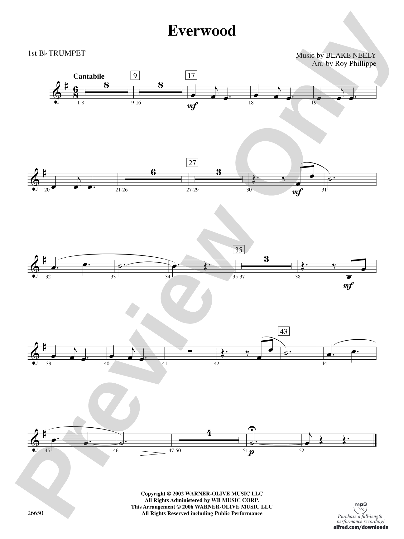 Everwood, Theme from: 1st B-flat Trumpet