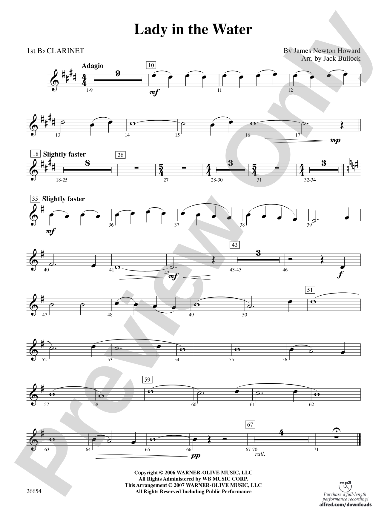 Lady in the Water: 1st B-flat Clarinet