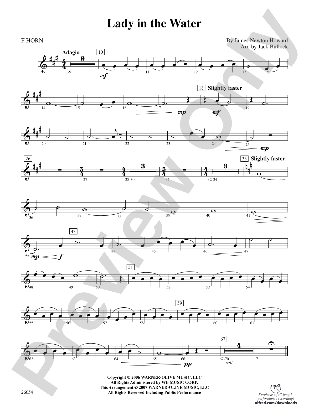 Lady in the Water: 1st F Horn