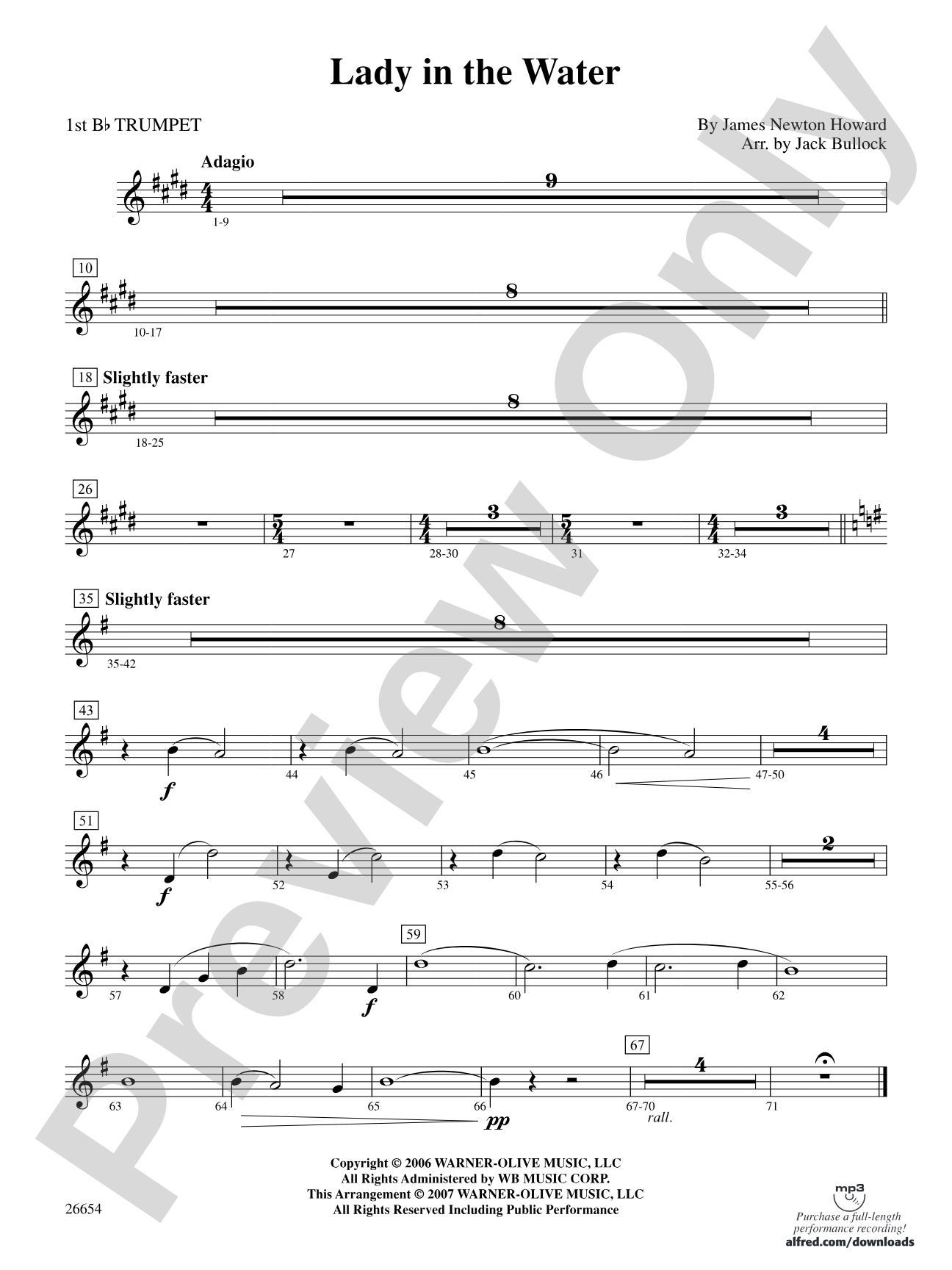 Lady in the Water: 1st B-flat Trumpet
