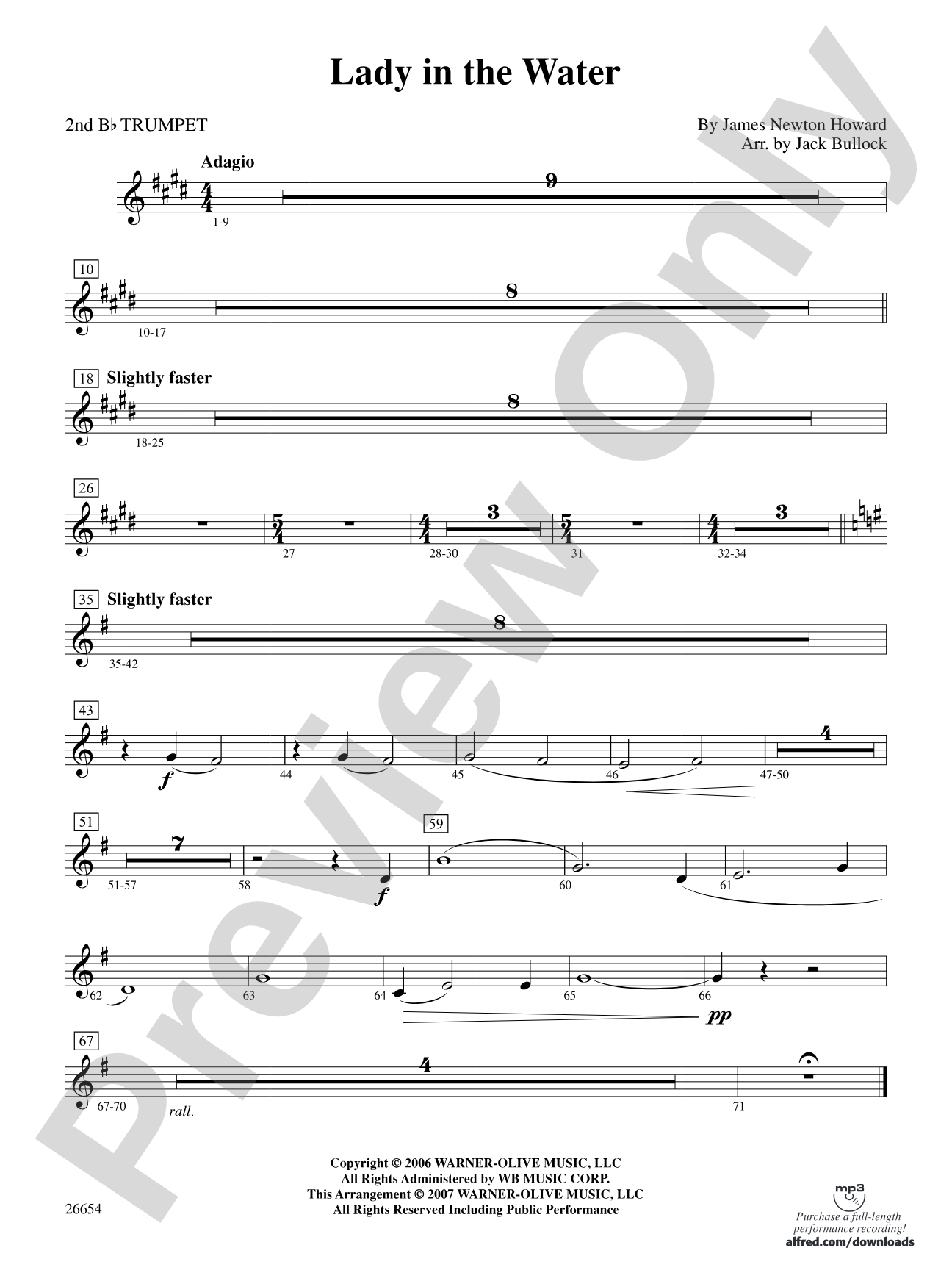Lady in the Water: 2nd B-flat Trumpet