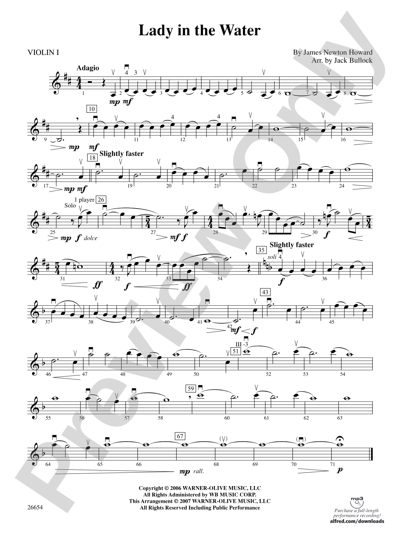 Lady in the Water: 1st Violin