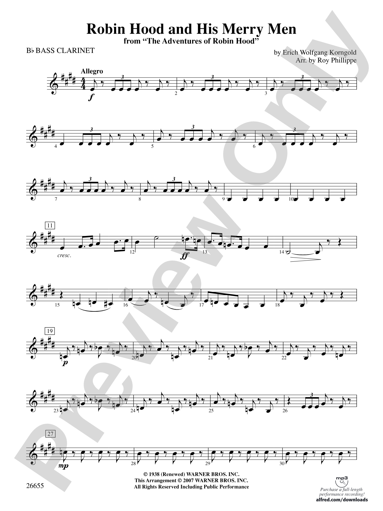 Robin Hood and His Merry Men: B-flat Bass Clarinet