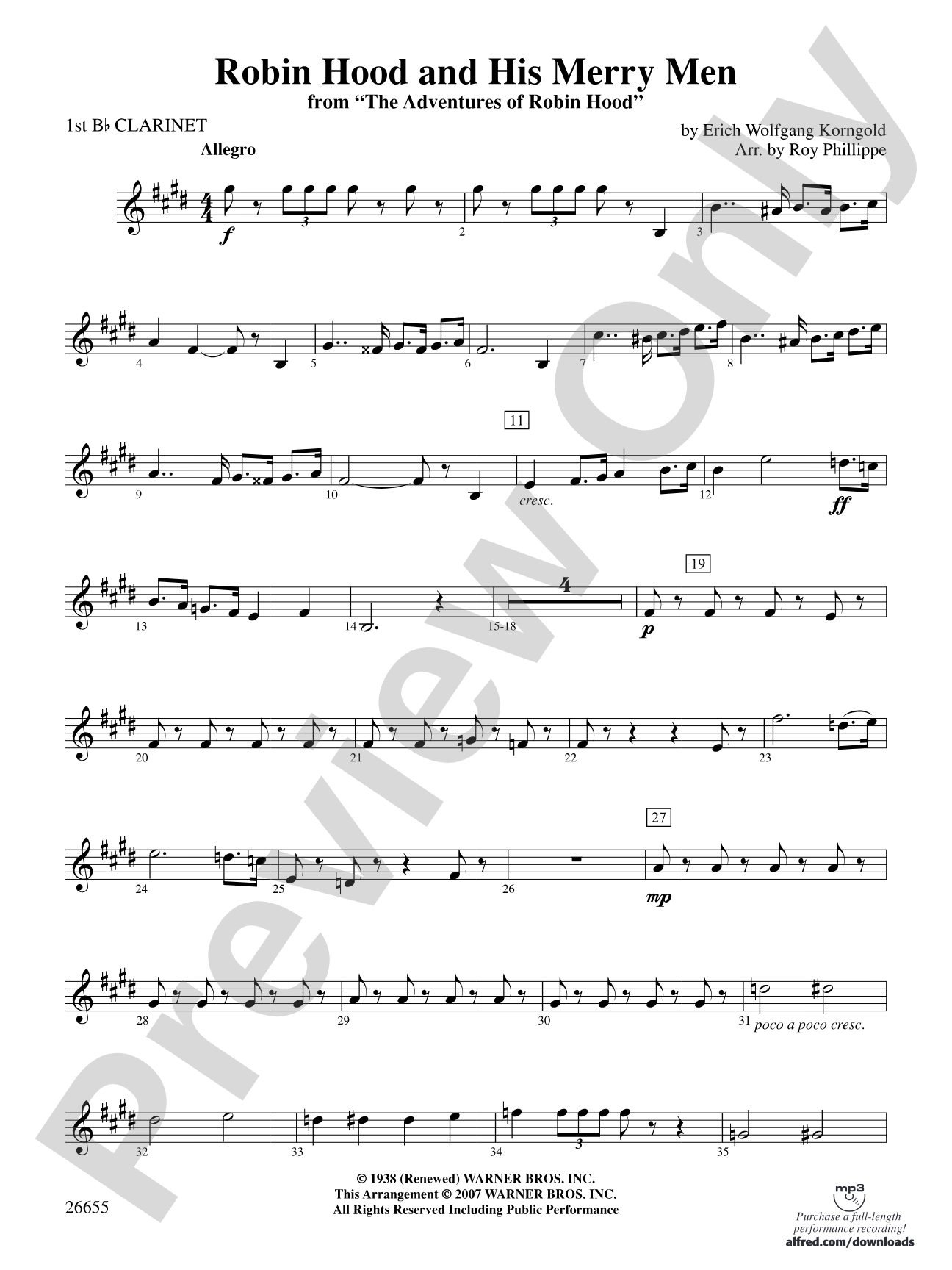 Robin Hood and His Merry Men: 1st B-flat Clarinet
