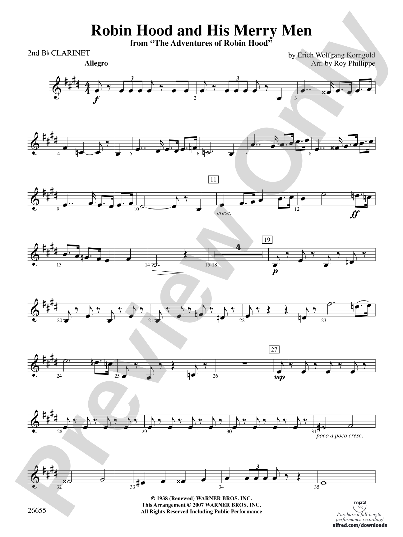 Robin Hood and His Merry Men: 2nd B-flat Clarinet