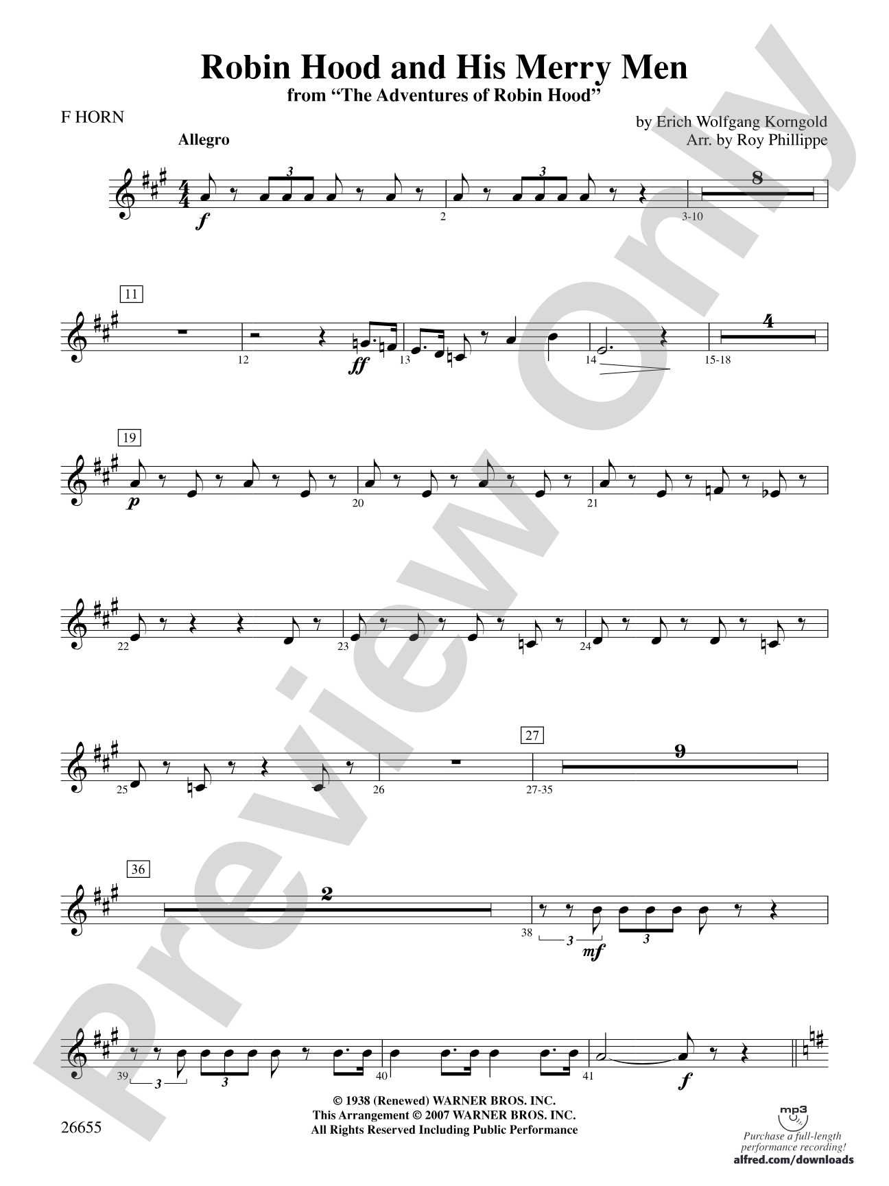 Robin Hood and His Merry Men: 1st F Horn