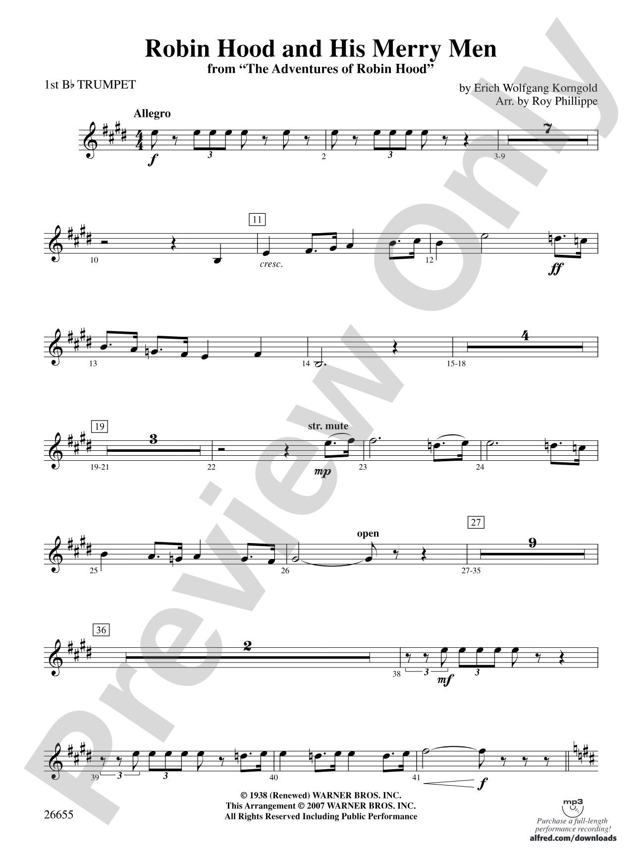 Robin Hood and His Merry Men: 1st B-flat Trumpet