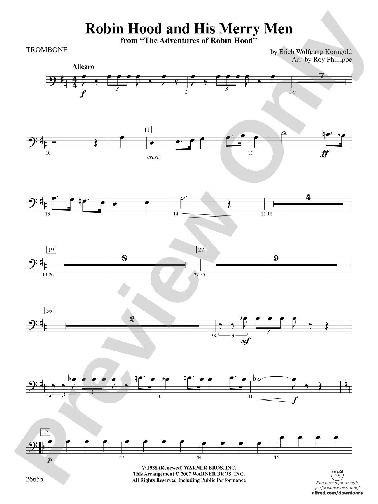 Robin Hood and His Merry Men: 1st Trombone