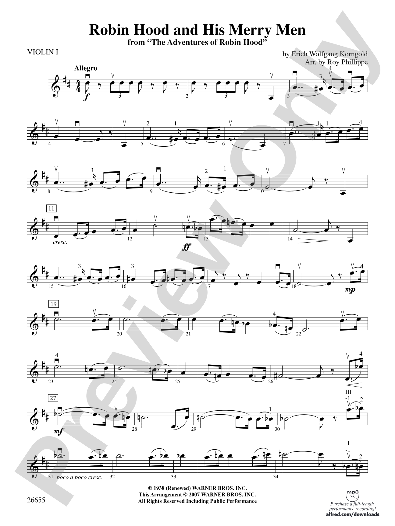 Robin Hood and His Merry Men: 1st Violin