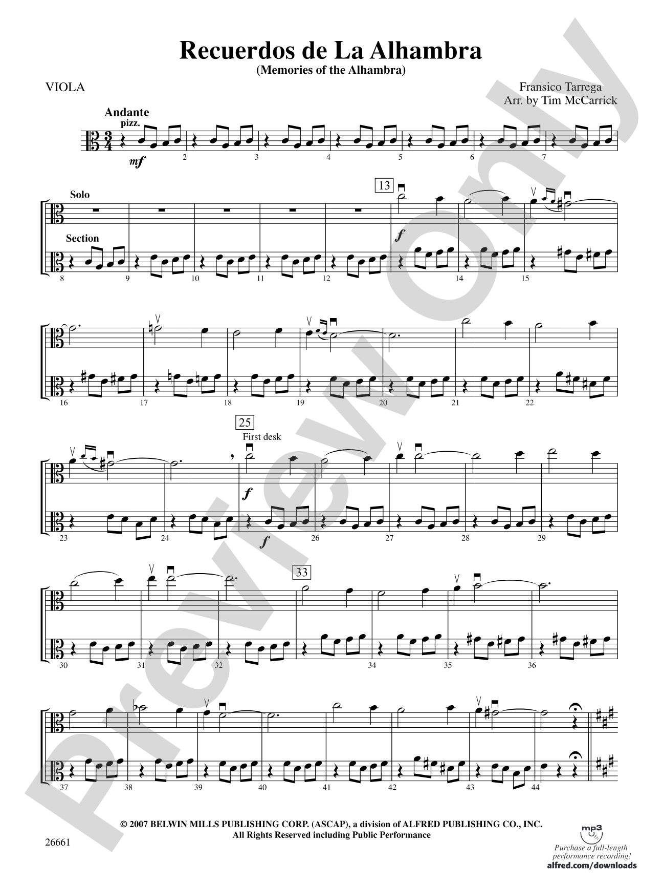 Recuerdos de la Alhambra: Viola