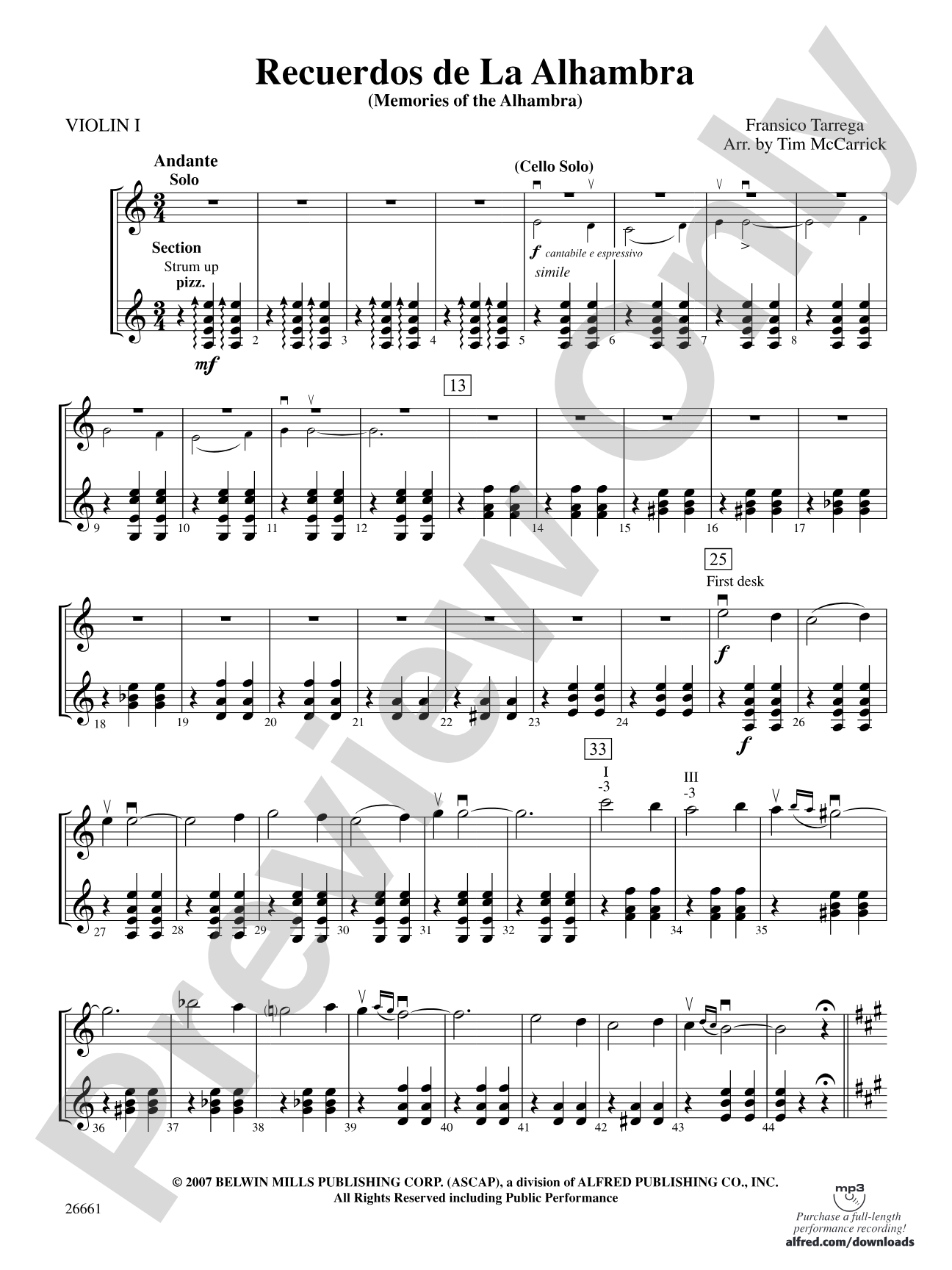 Recuerdos de la Alhambra: 1st Violin