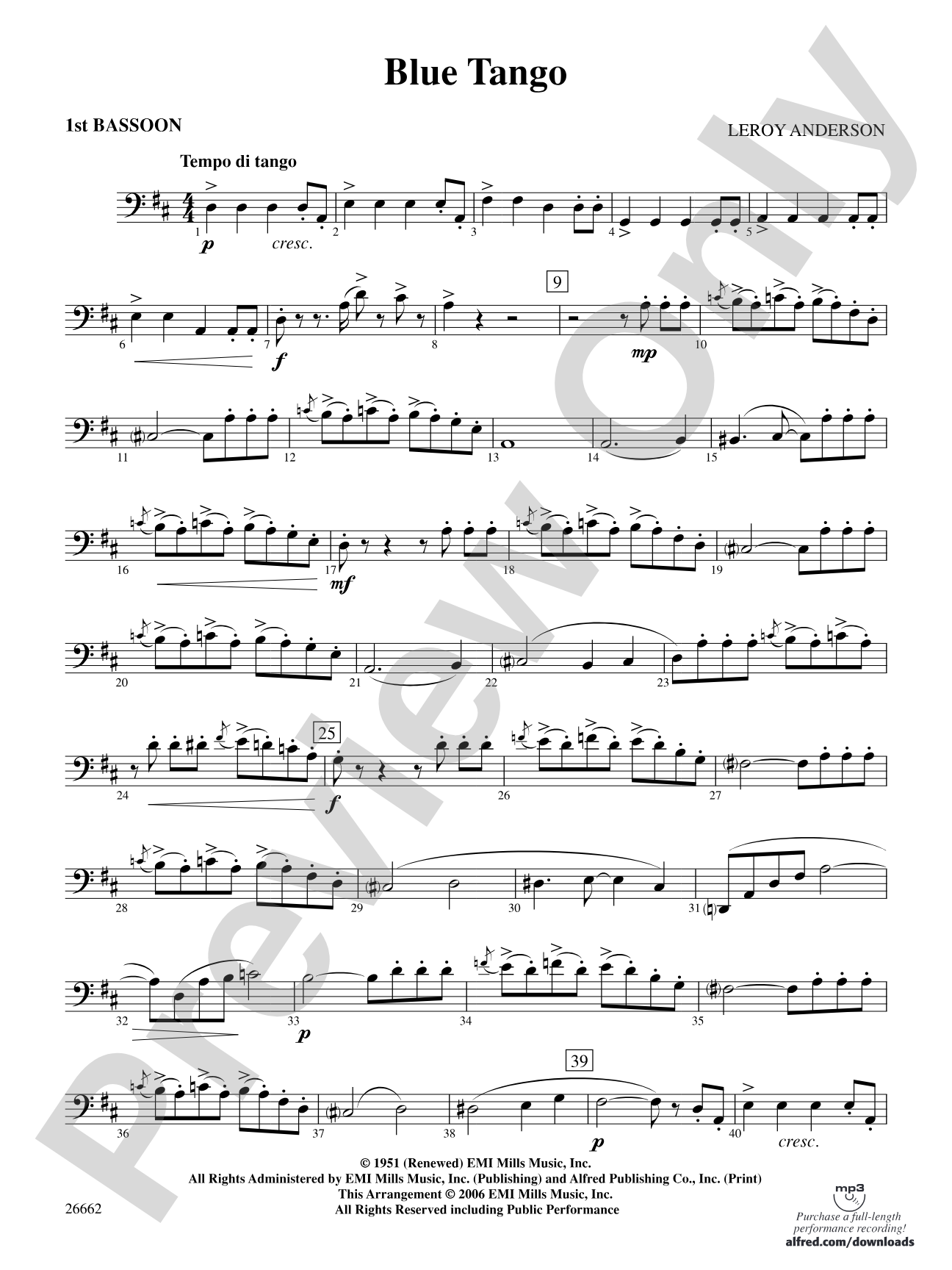 Blue Tango: Bassoon