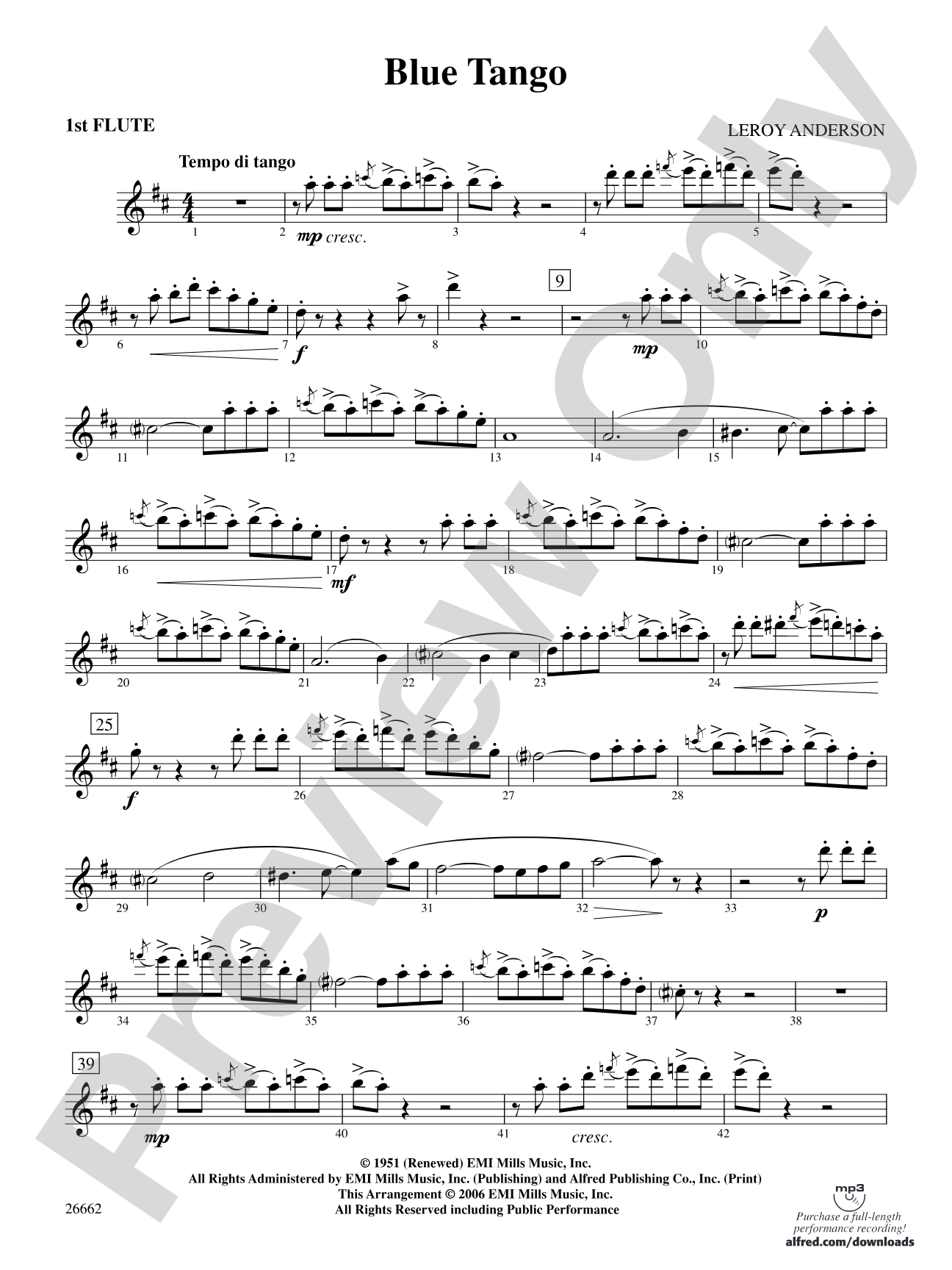 Blue Tango: Flute