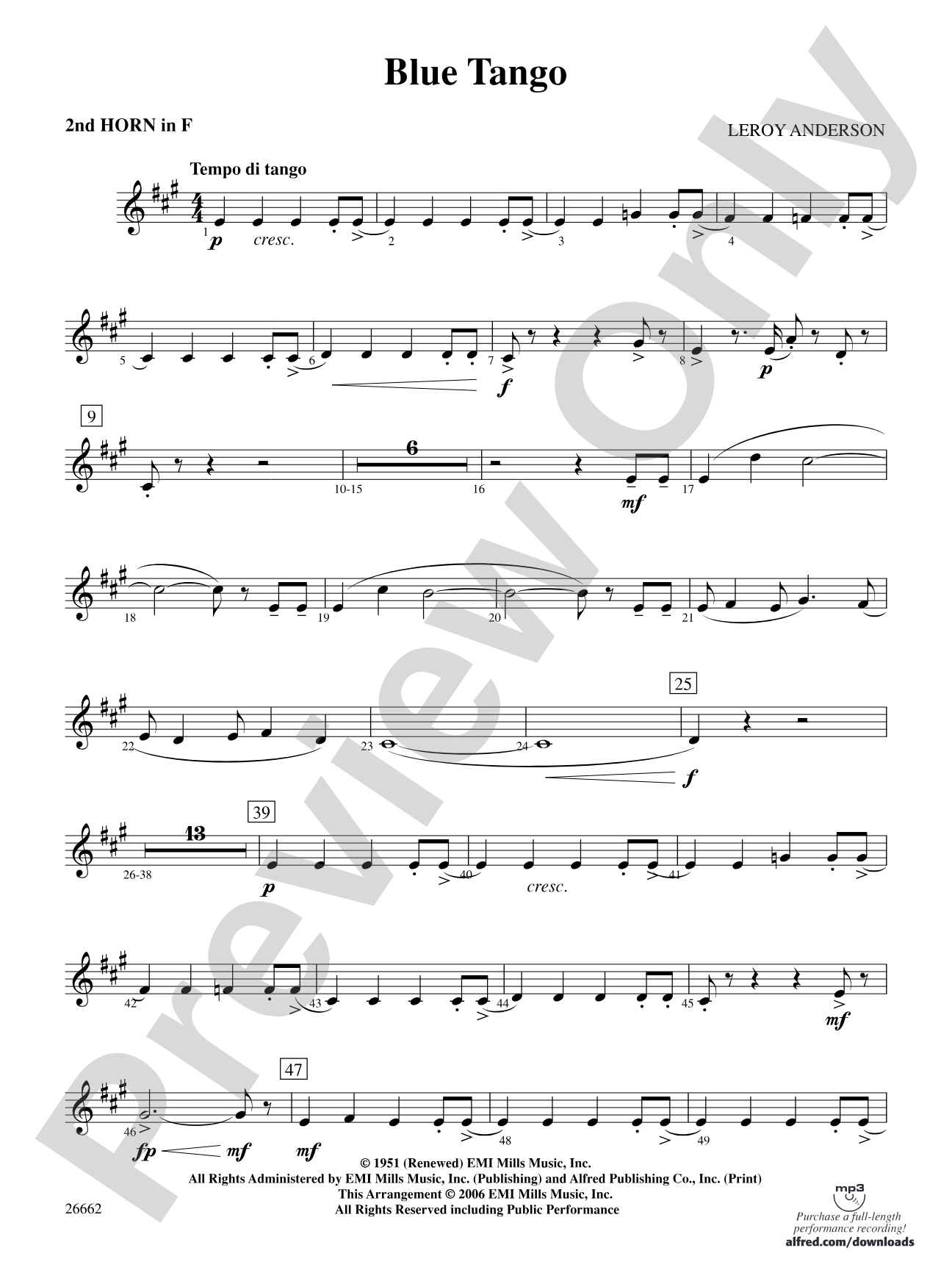 Blue Tango: 2nd F Horn