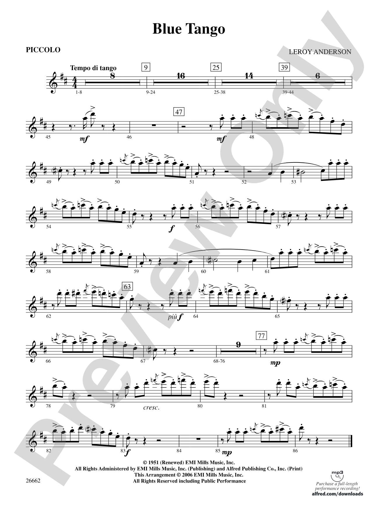 Blue Tango: Piccolo