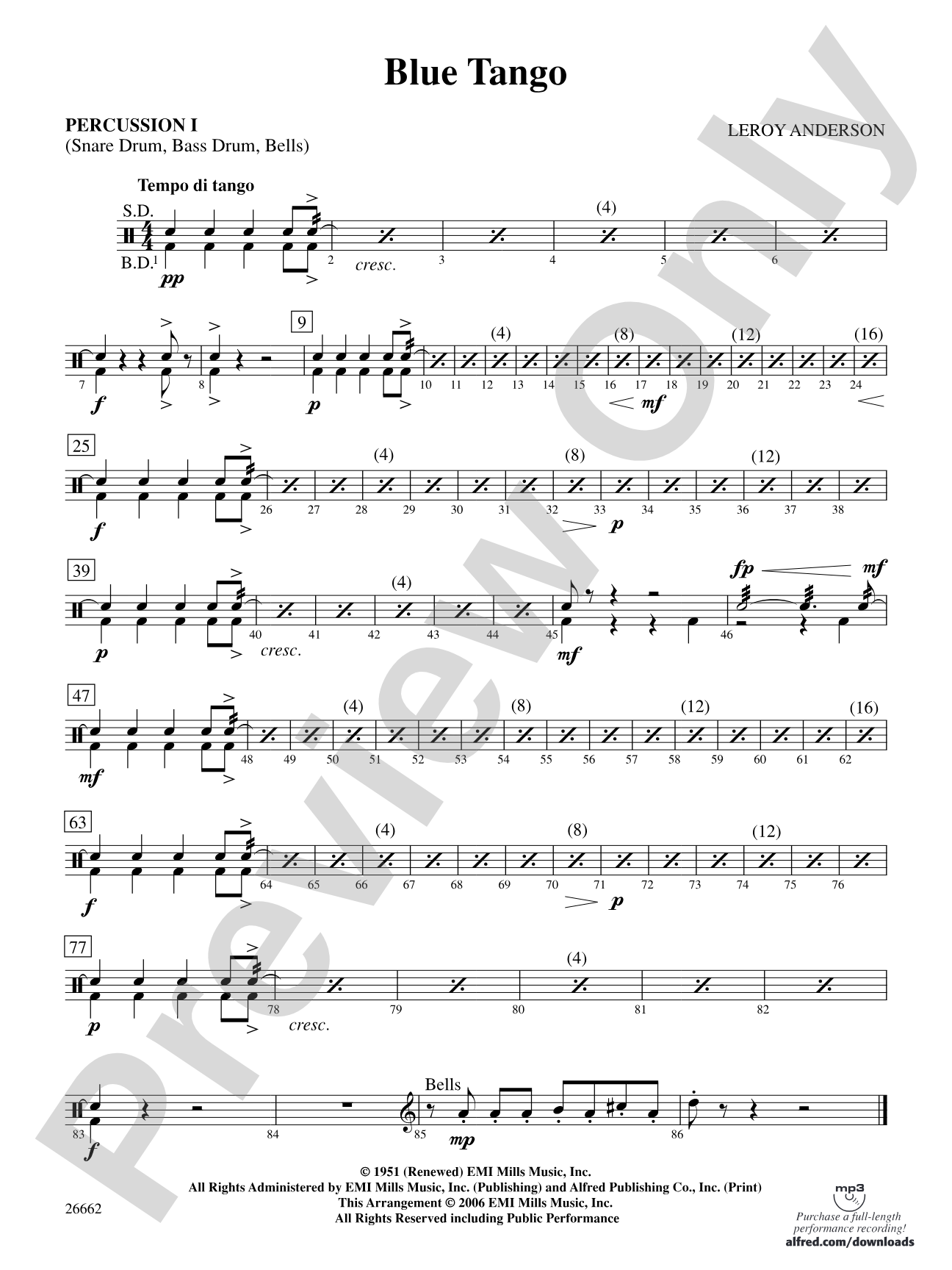 Blue Tango: 1st Percussion