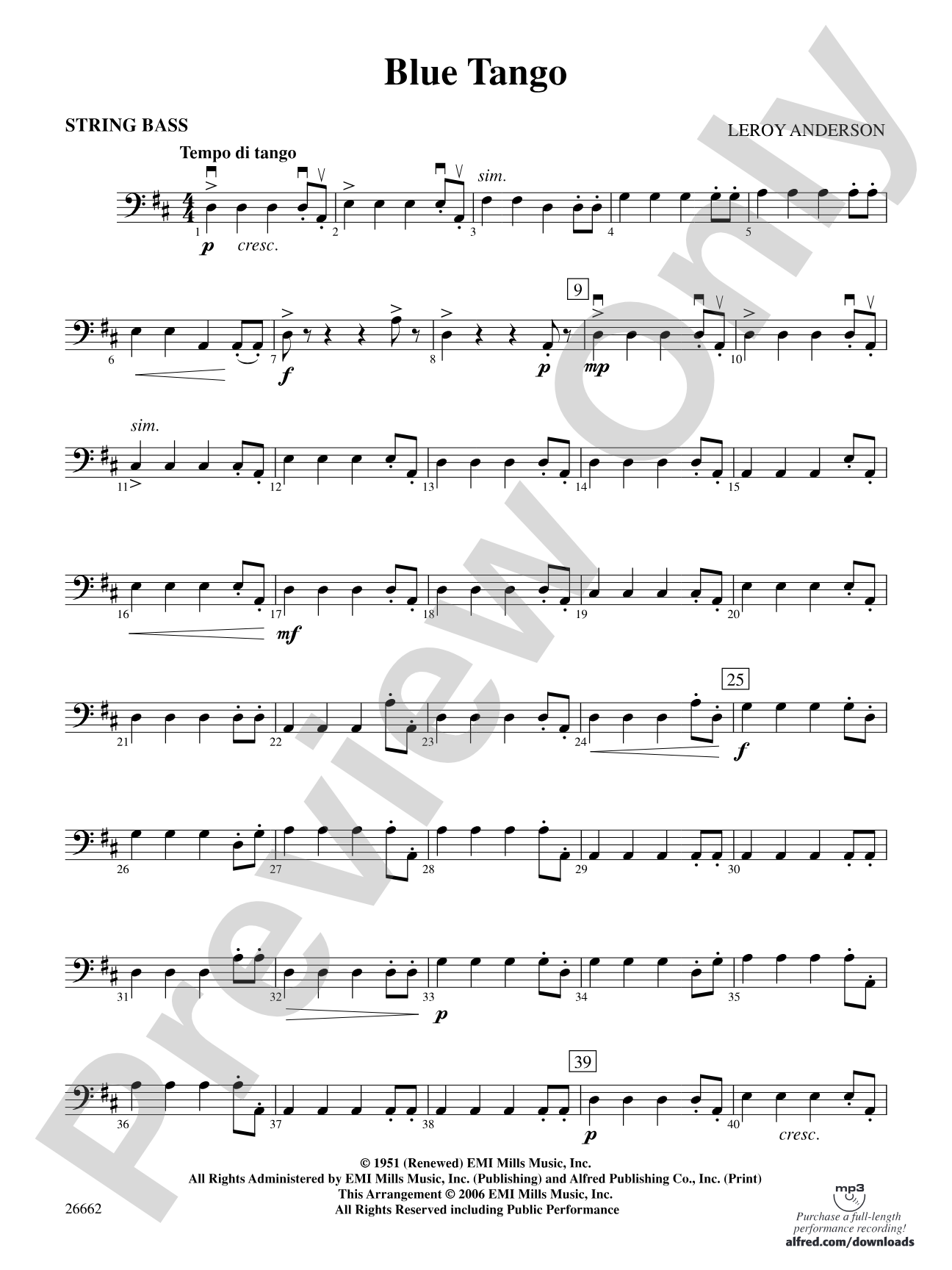 Blue Tango: String Bass