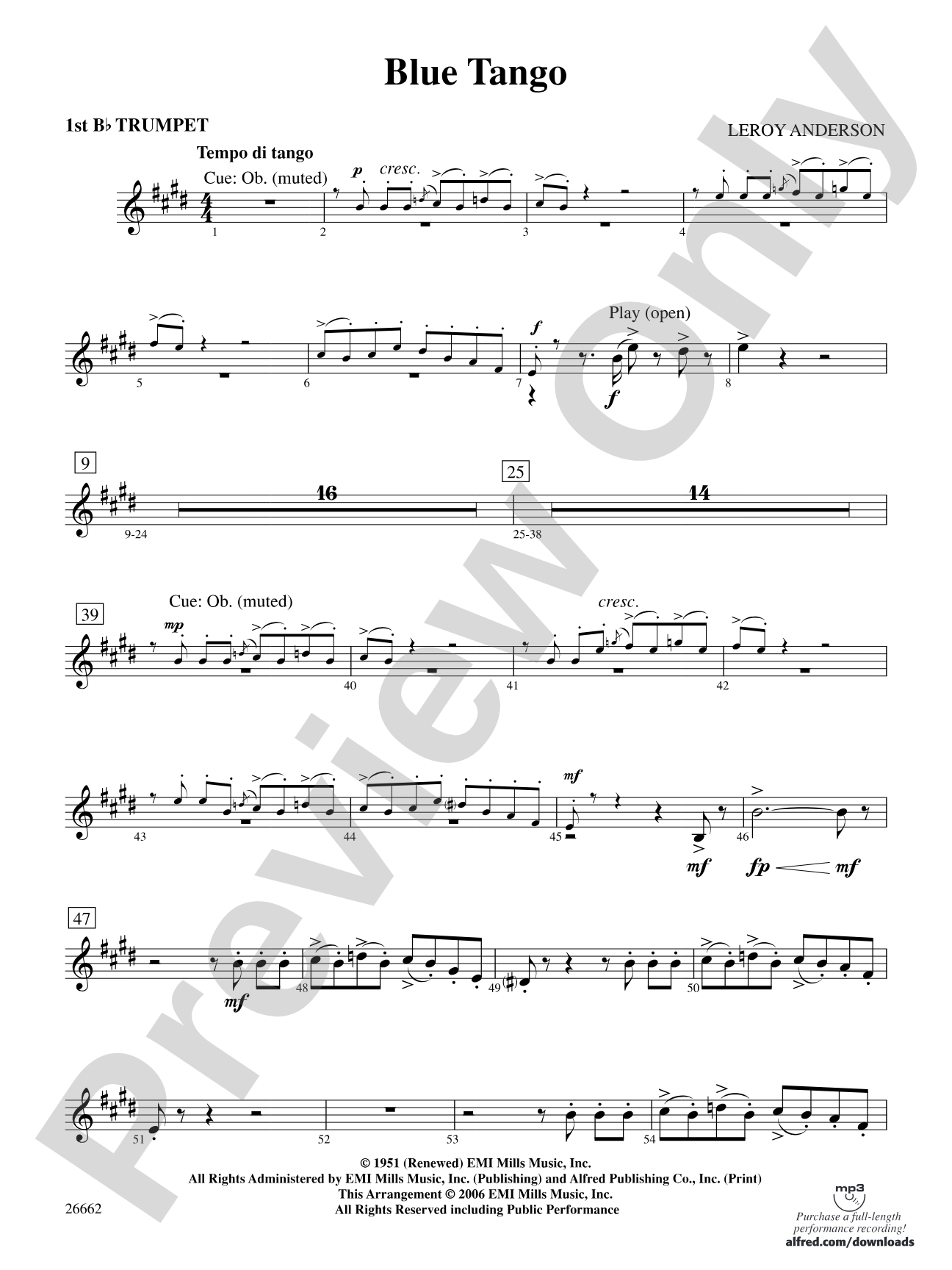 Blue Tango: 1st B-flat Trumpet