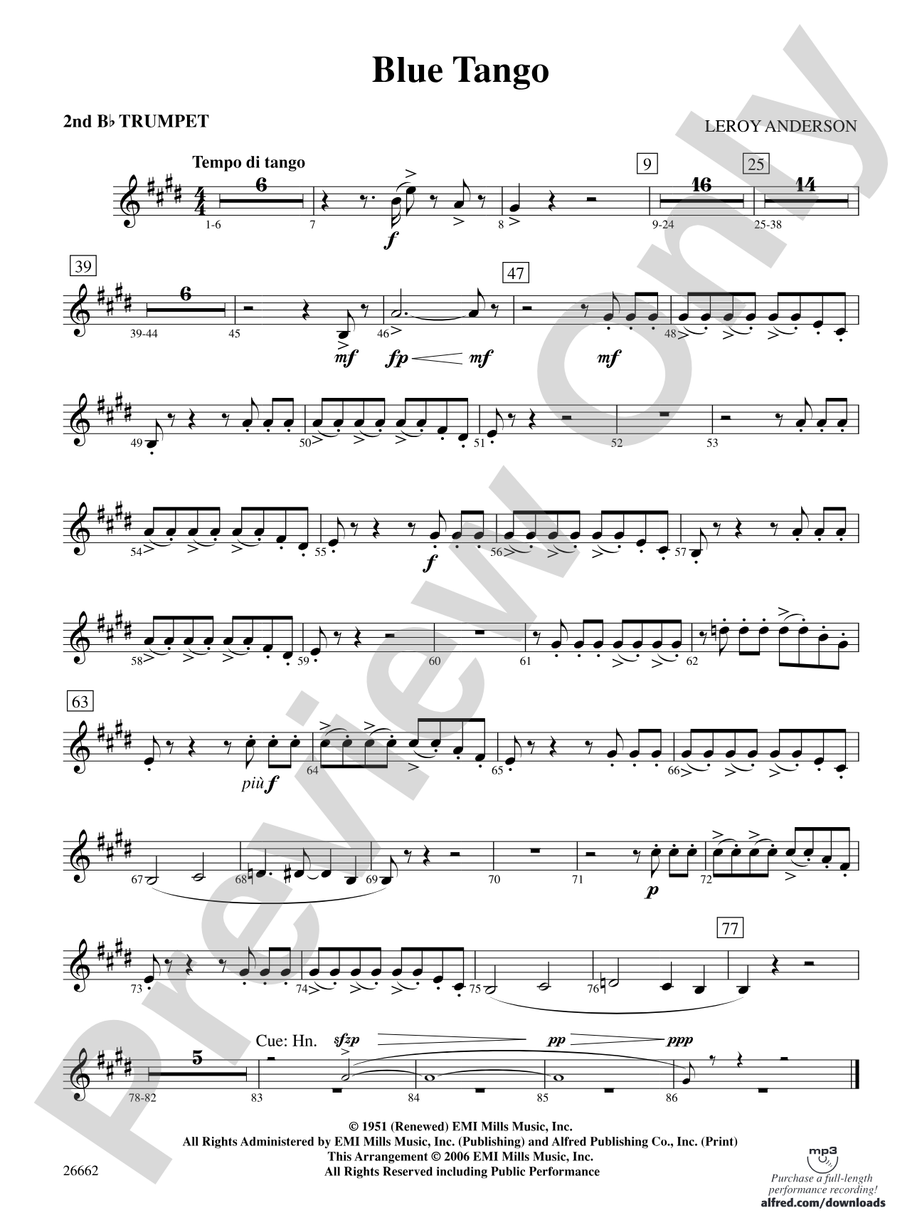 Blue Tango: 2nd B-flat Trumpet