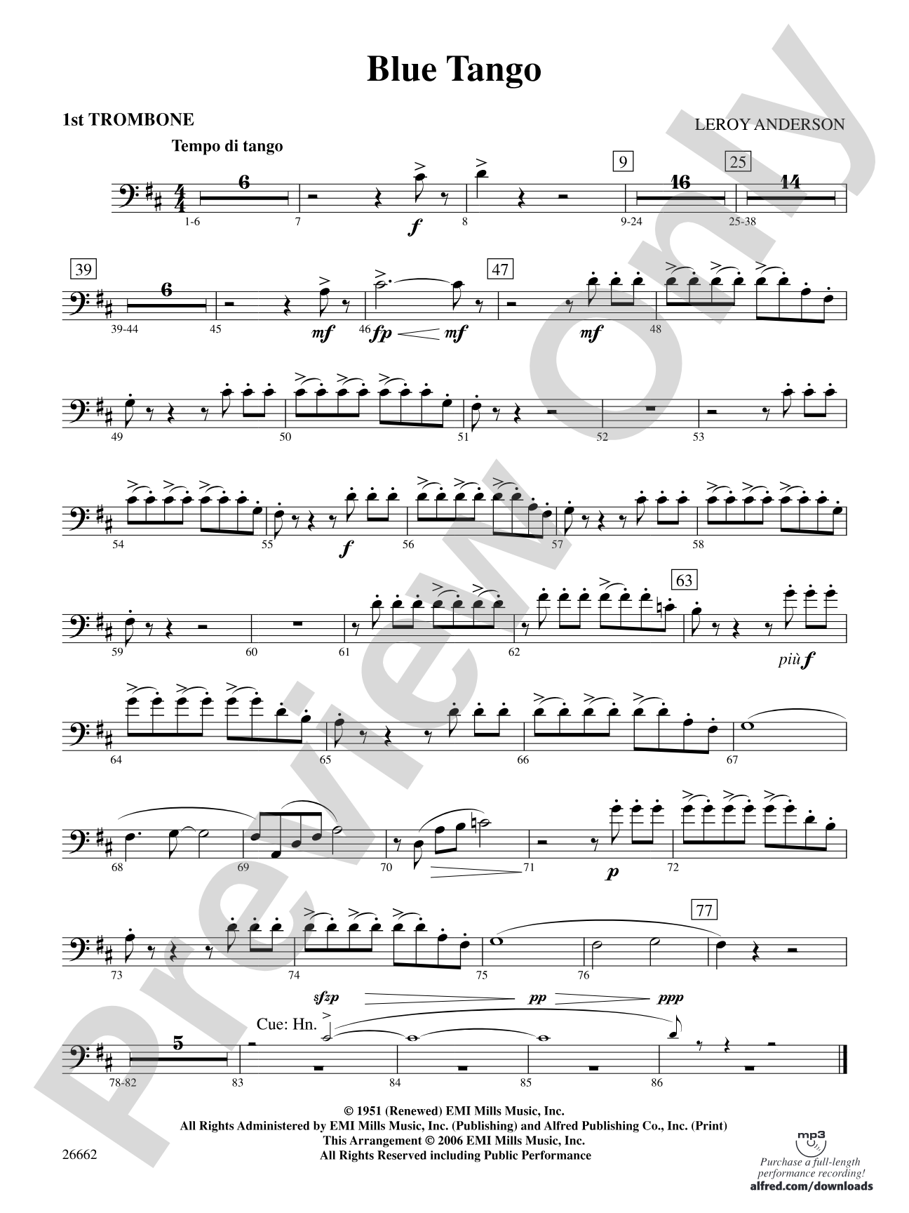 Blue Tango: 1st Trombone