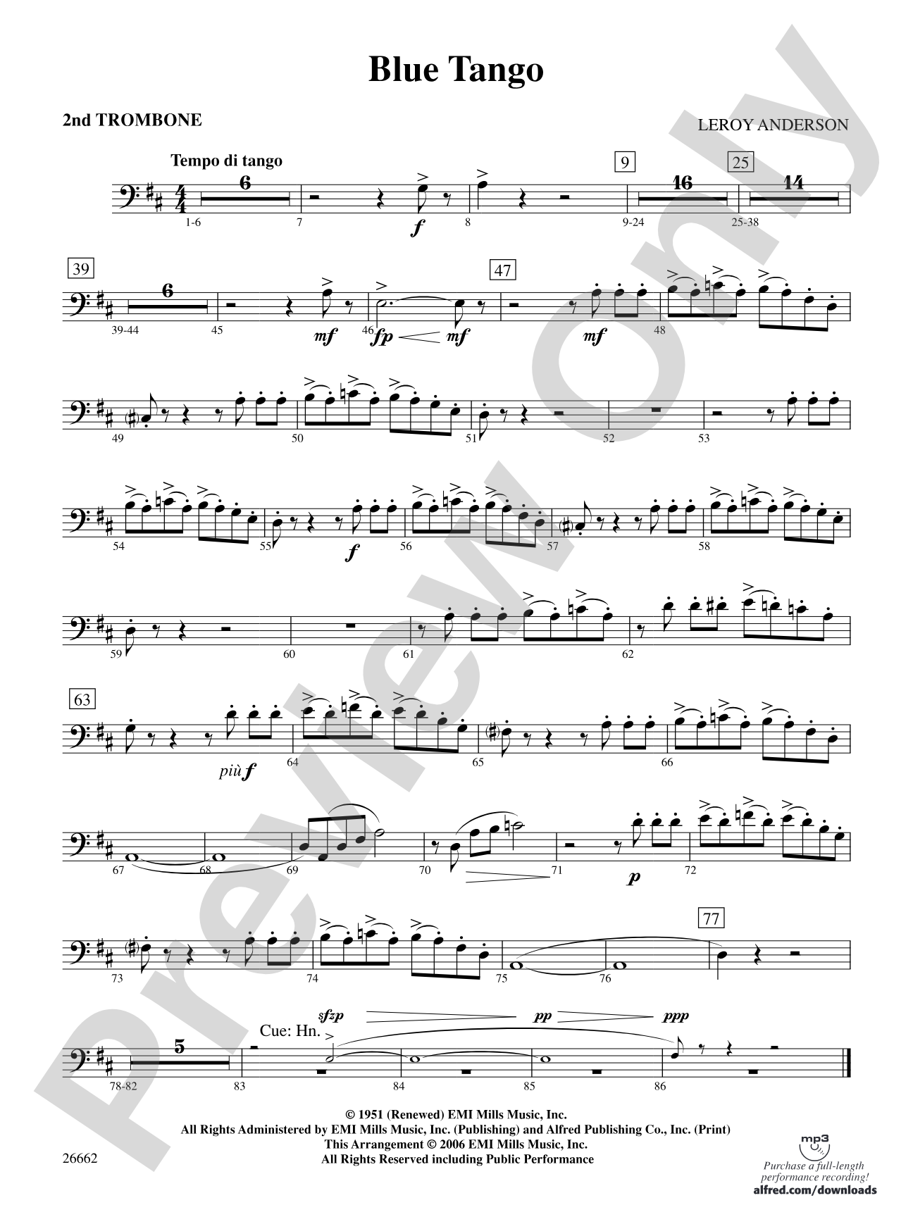 Blue Tango: 2nd Trombone