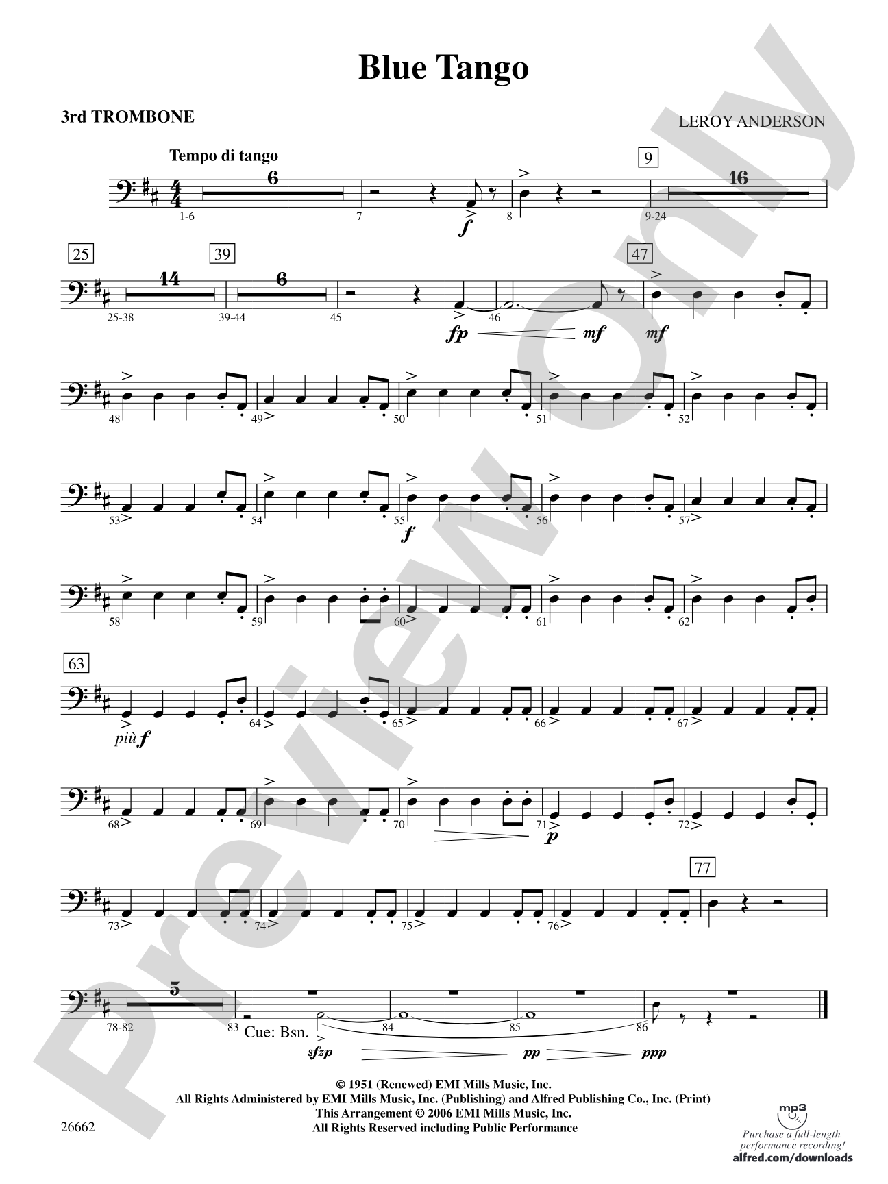 Blue Tango: 3rd Trombone