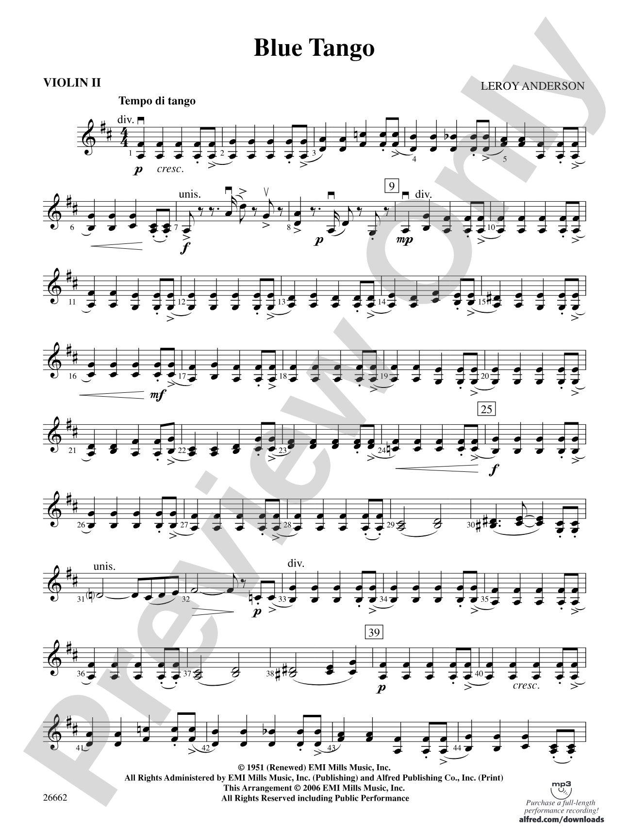 Blue Tango: 2nd Violin