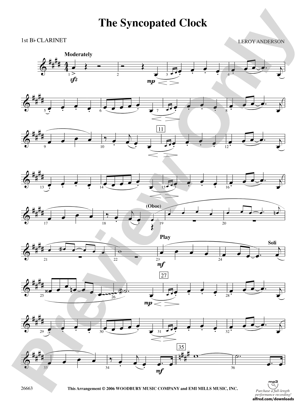 The Syncopated Clock: 1st B-flat Clarinet