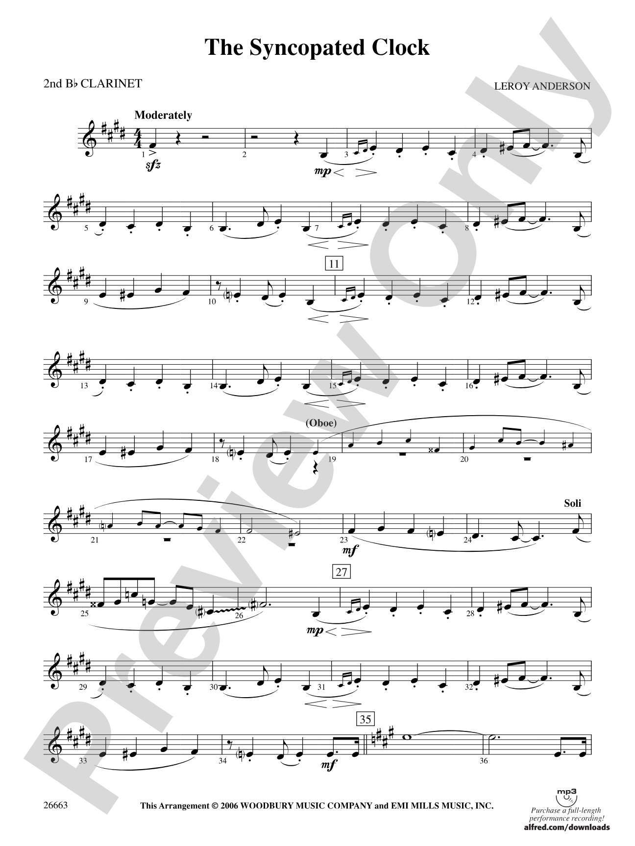 The Syncopated Clock: 2nd B-flat Clarinet