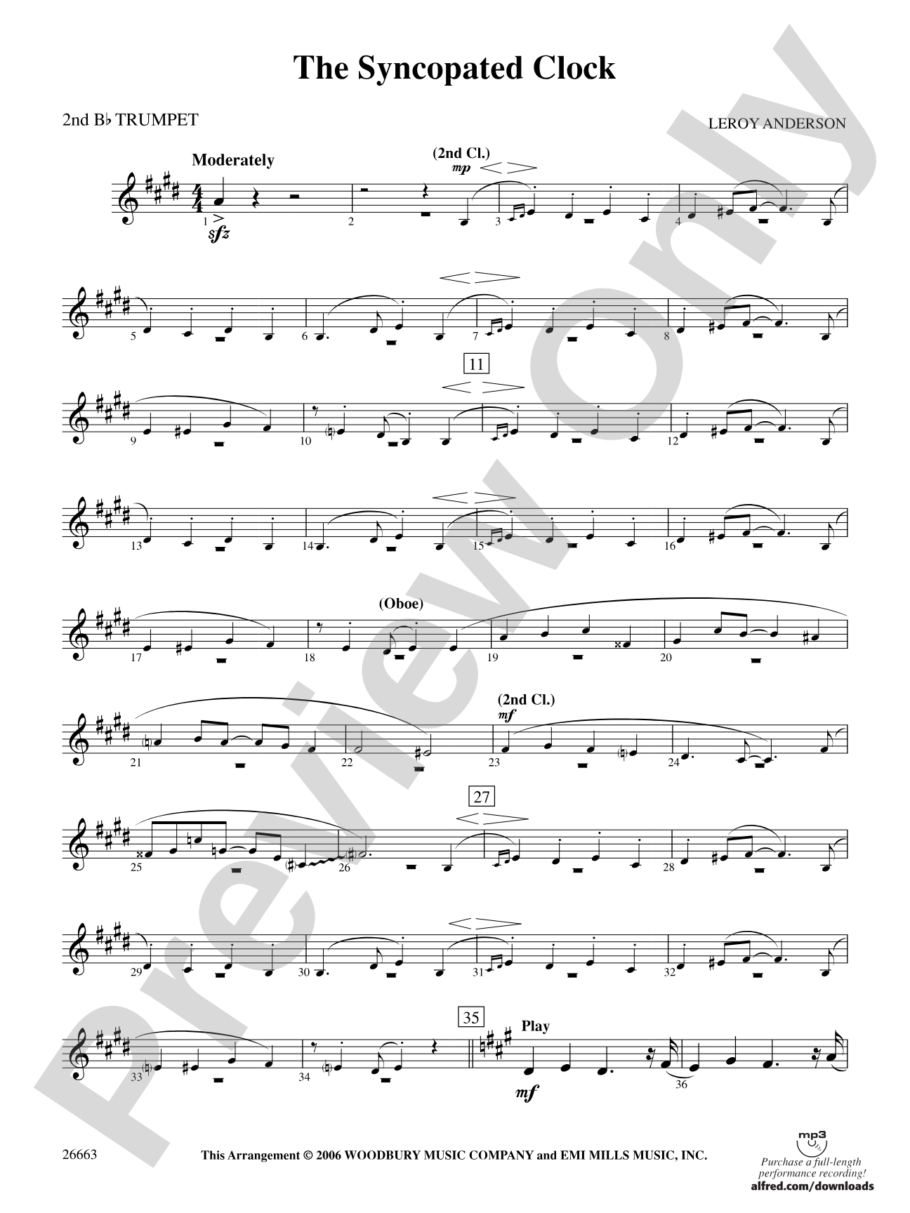 The Syncopated Clock: 2nd B-flat Trumpet