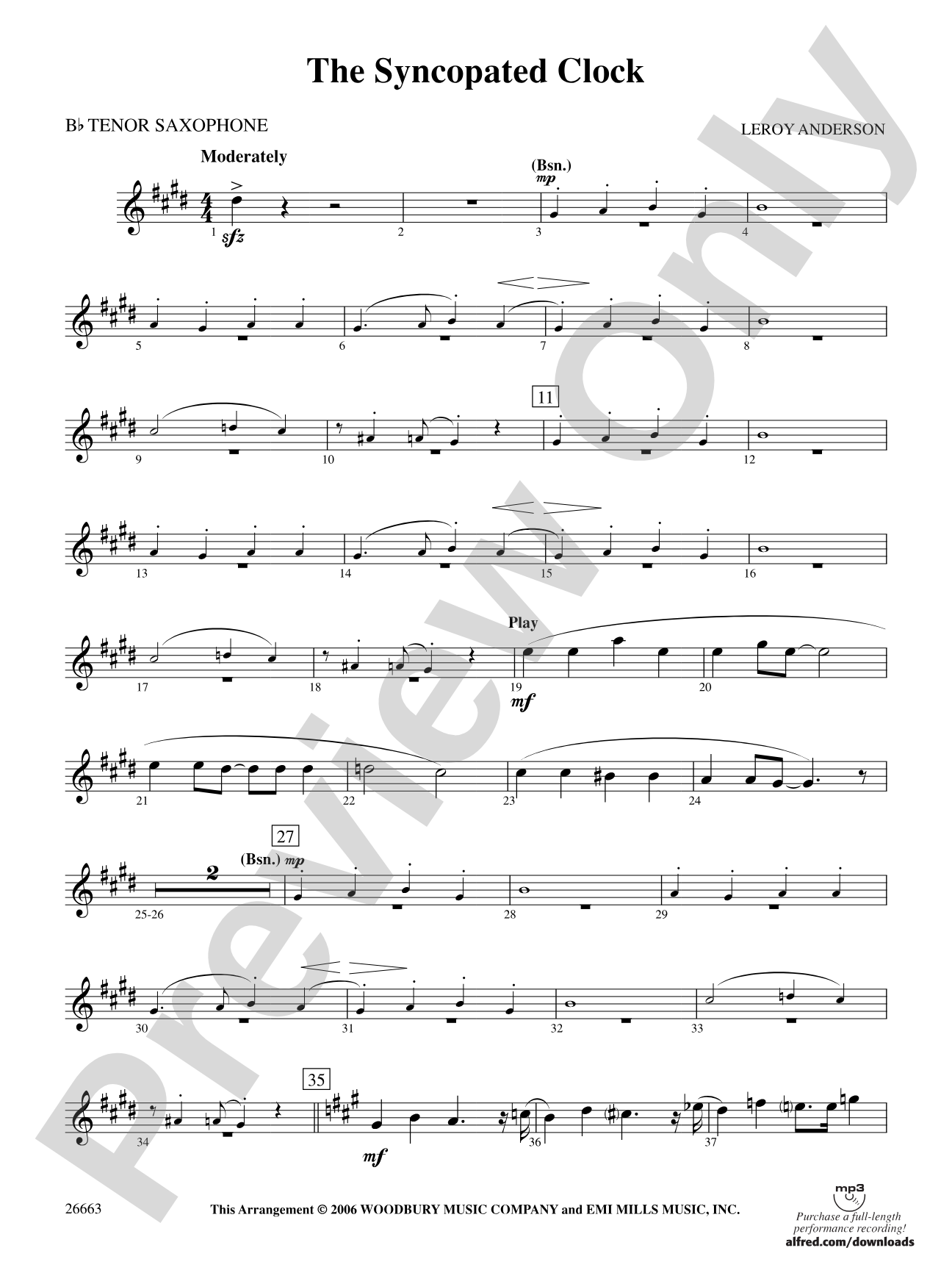 The Syncopated Clock: B-flat Tenor Saxophone