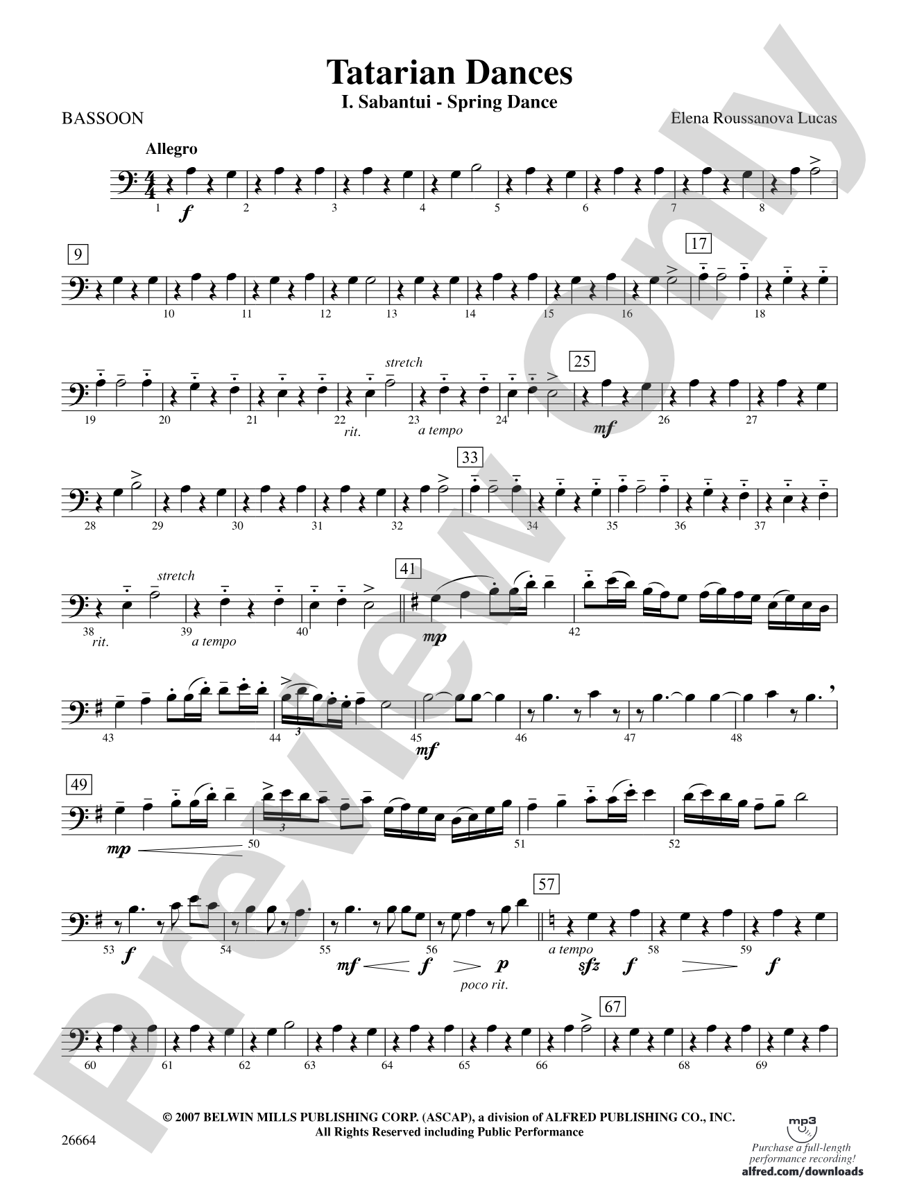 Tatarian Dances: Bassoon