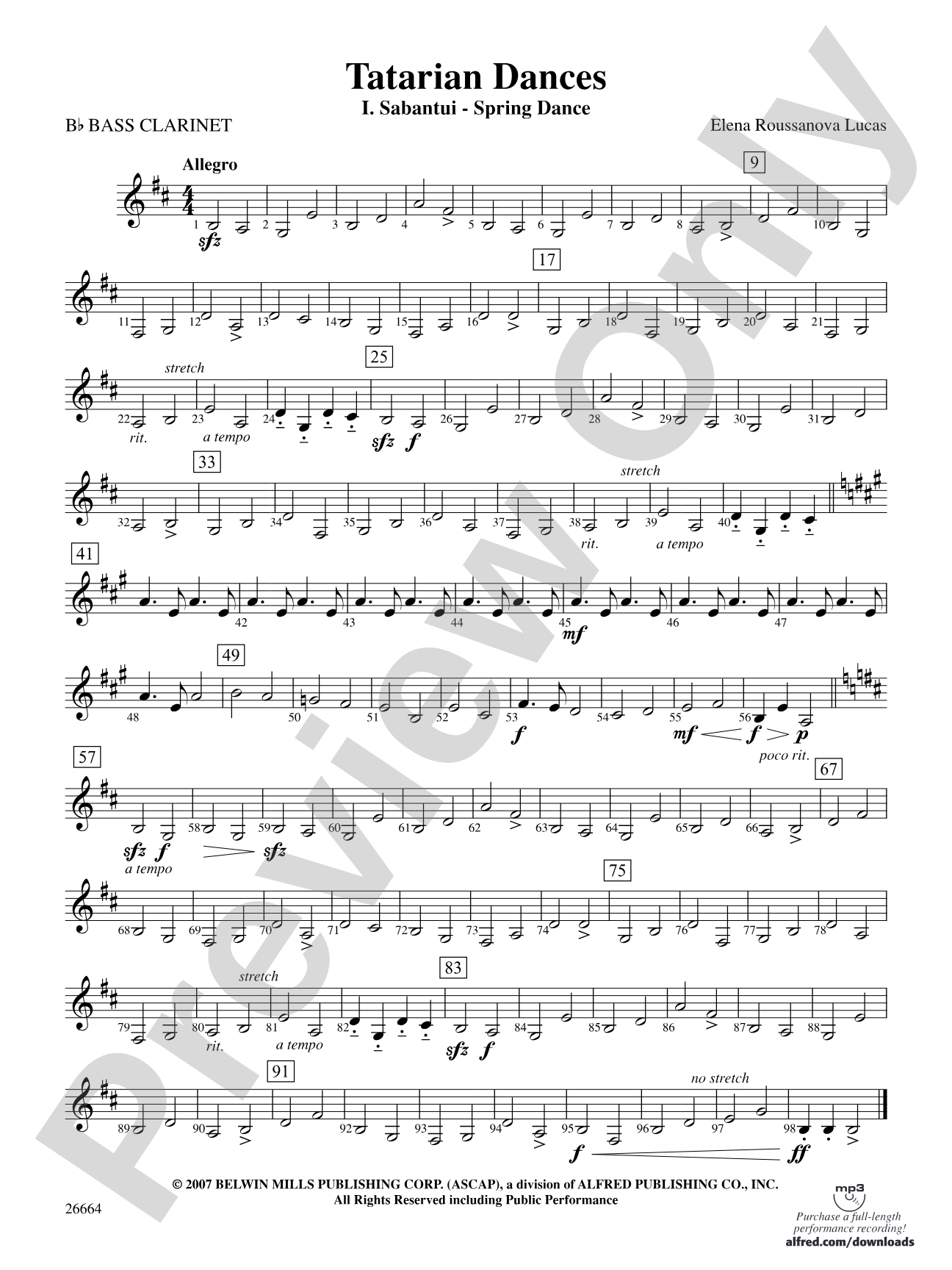 Tatarian Dances: B-flat Bass Clarinet
