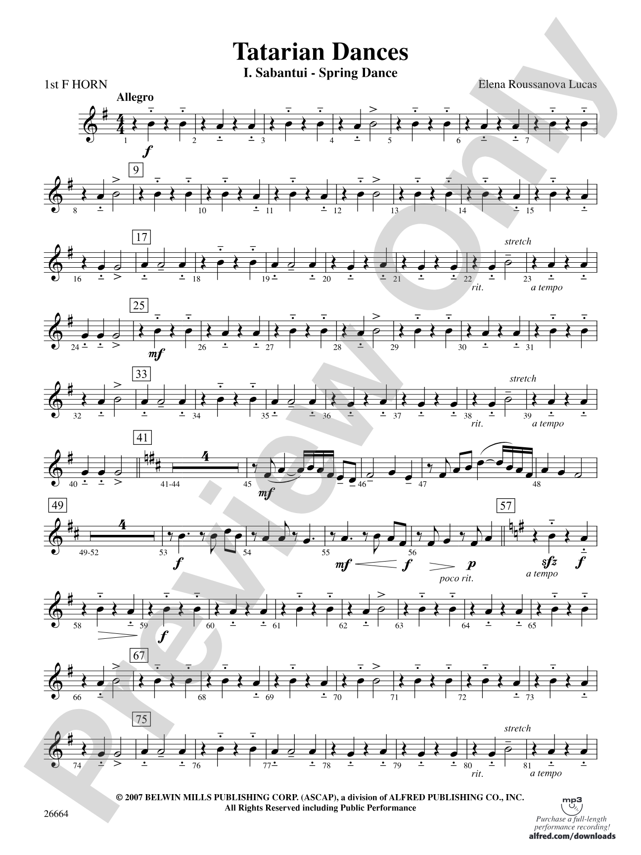 Tatarian Dances: 1st F Horn