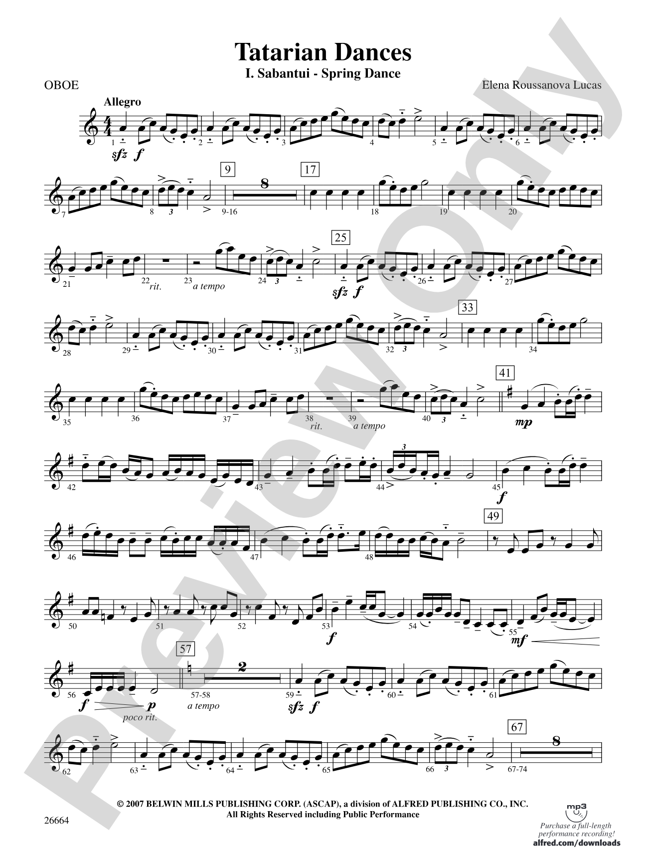 Tatarian Dances: Oboe