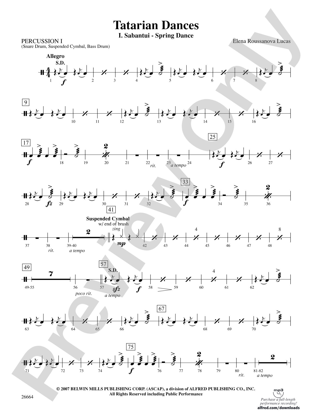 Tatarian Dances: 1st Percussion