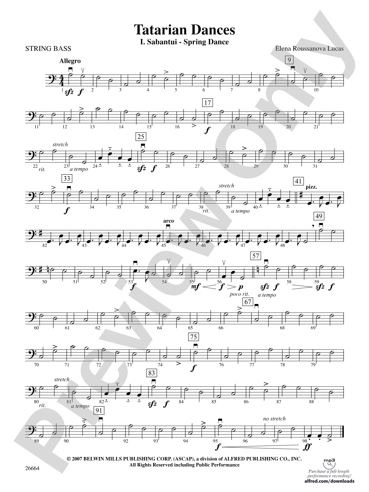 Tatarian Dances: String Bass