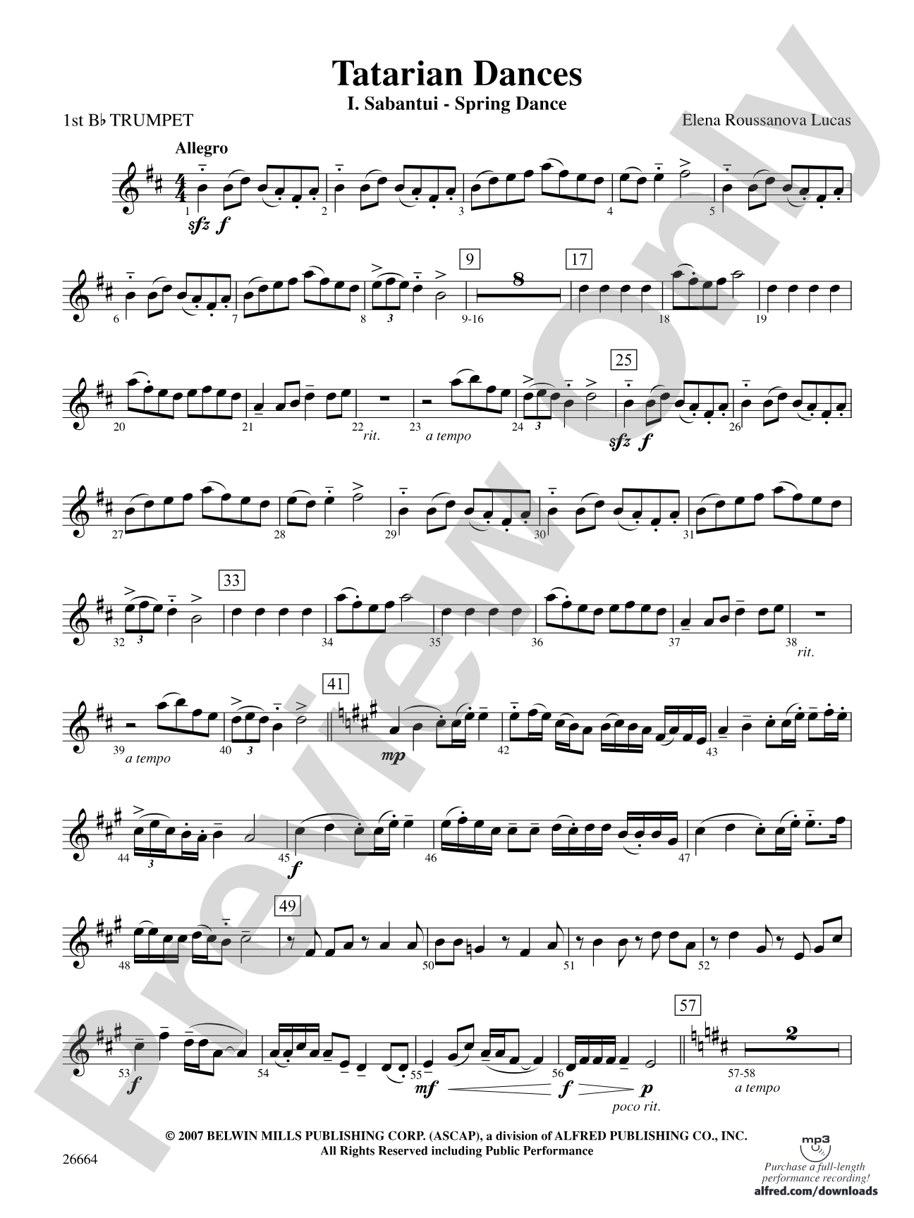 Tatarian Dances: 1st B-flat Trumpet