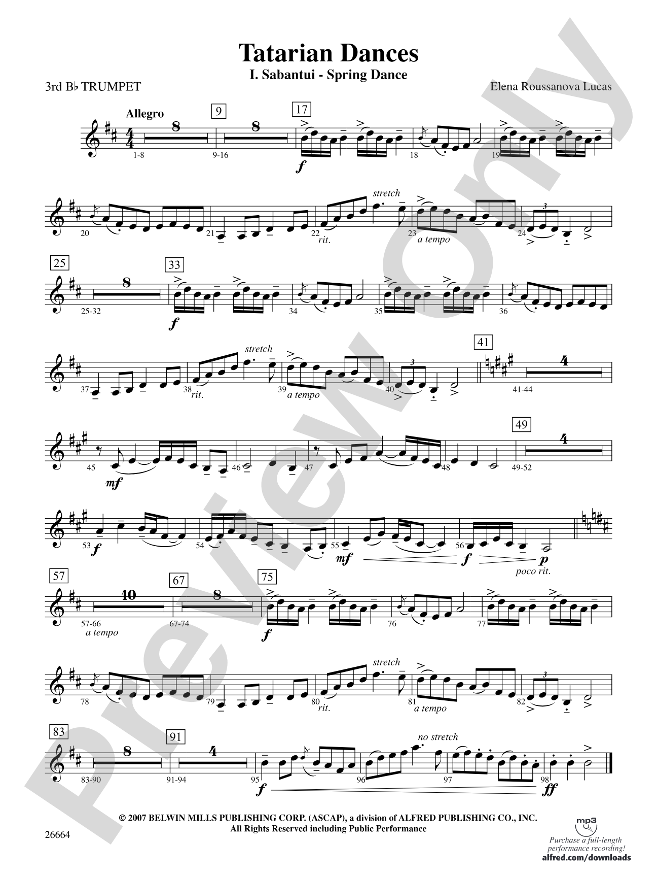 Tatarian Dances: 3rd B-flat Trumpet