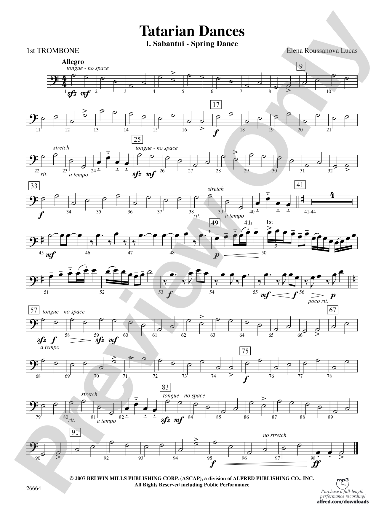 Tatarian Dances: 1st Trombone