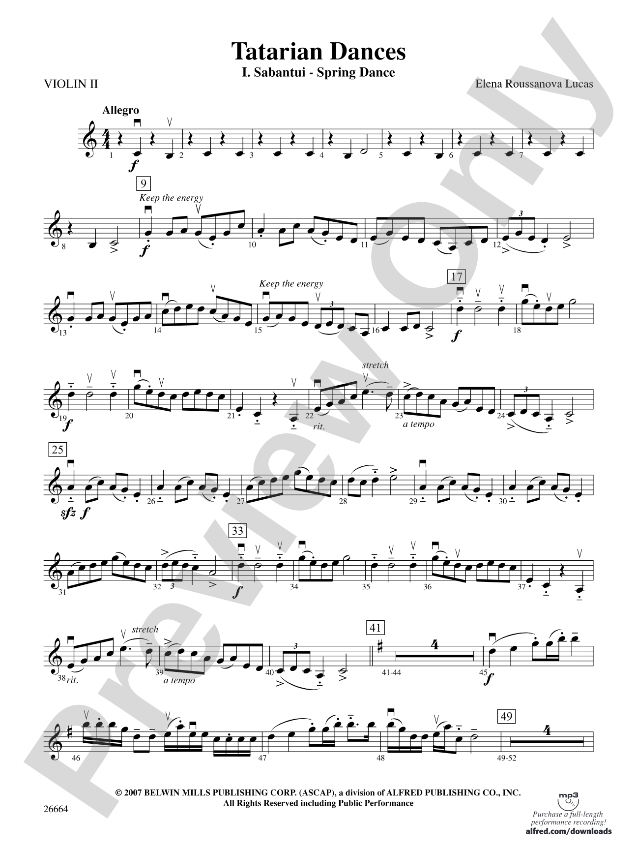 Tatarian Dances: 2nd Violin