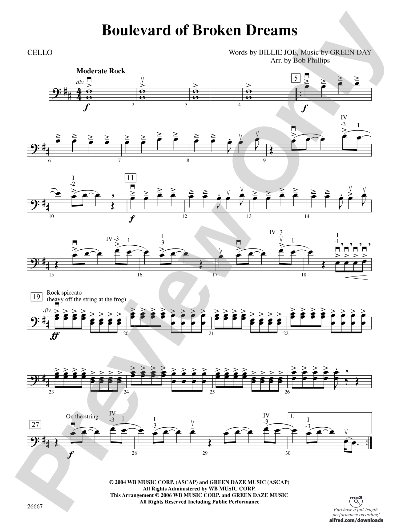 Boulevard of Broken Dreams: Cello