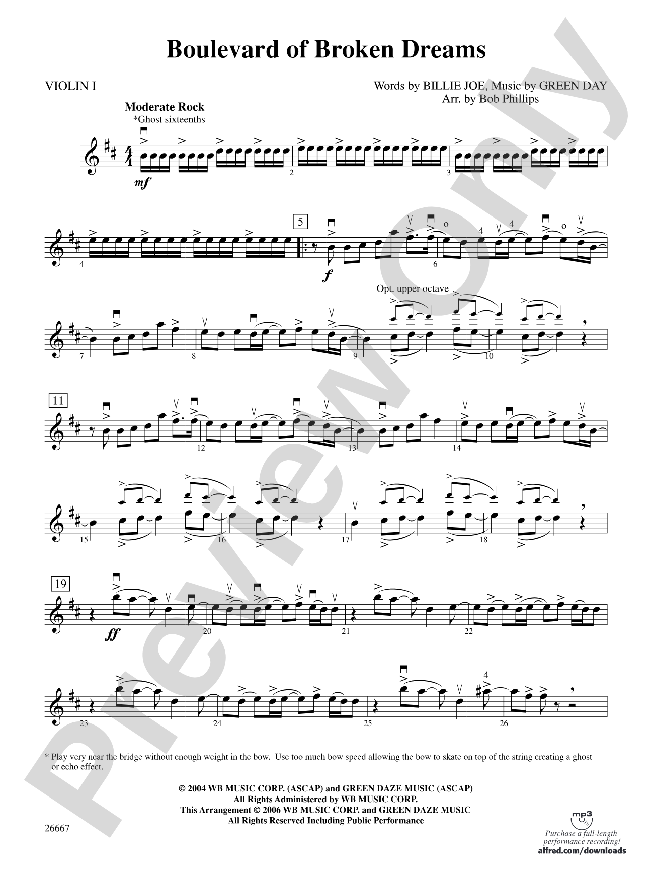Boulevard of Broken Dreams: 1st Violin