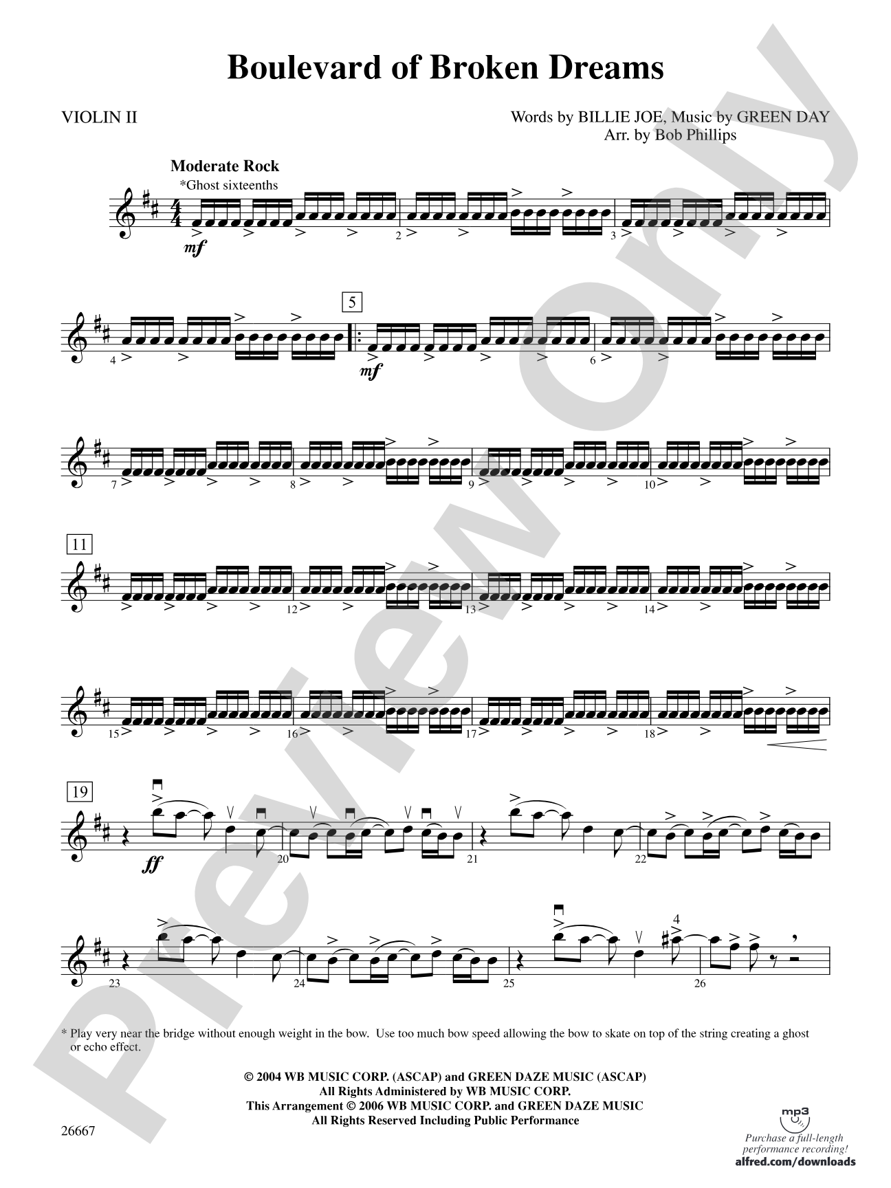 Boulevard of Broken Dreams: 2nd Violin