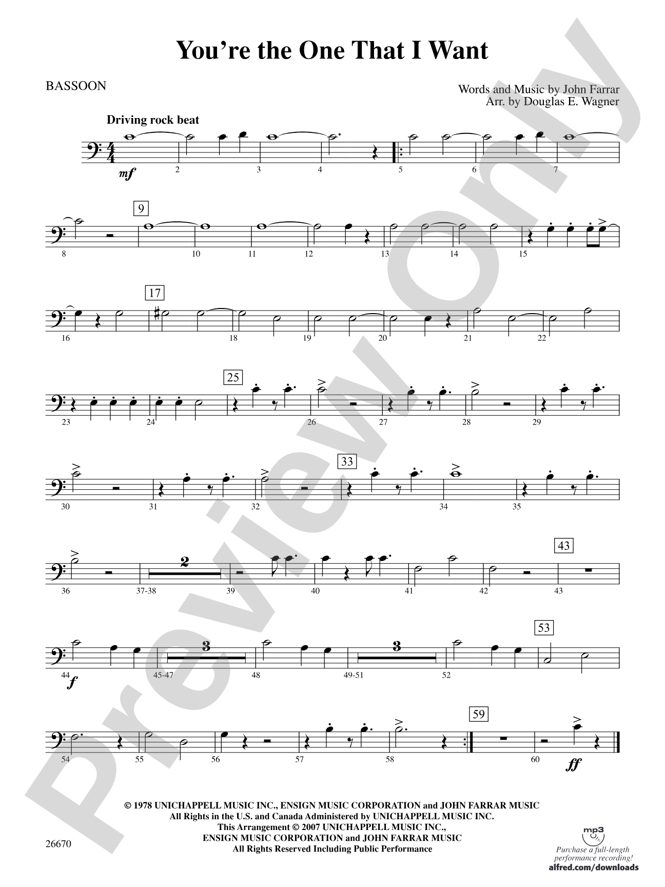 You're the One That I Want (from Grease): Bassoon